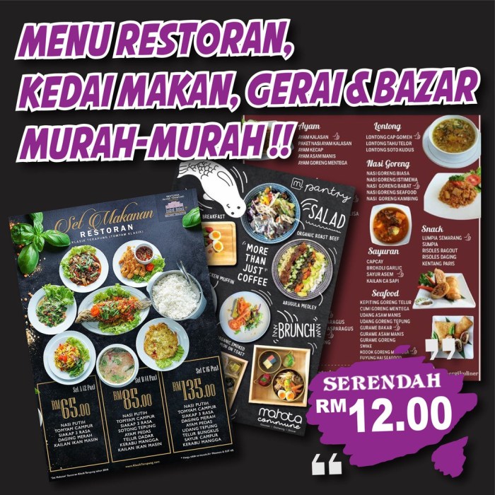 Contoh desain daftar menu makanan dan minuman