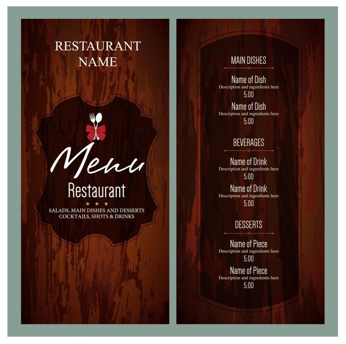 Contoh desain daftar menu